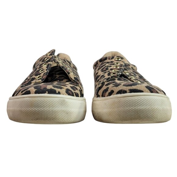 2/$15 Cat & Jack Animal Print Sneakers Brown Size 2 Leopard Cheetah No Laces - Picture 4 of 10